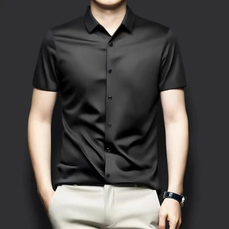 Men's Regular Fit Half Sleeves Solid Satin Formal Shirt