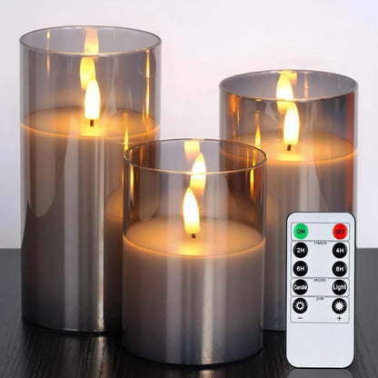 Magical Flameless LED Candles Set of 3 – Remote Control, Flickering Light, Battery Operated, Safe for Home Decor