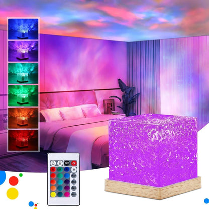 Ocean Magic Wave 3D LED Projector Light – Crystal Cube Magic Lamp