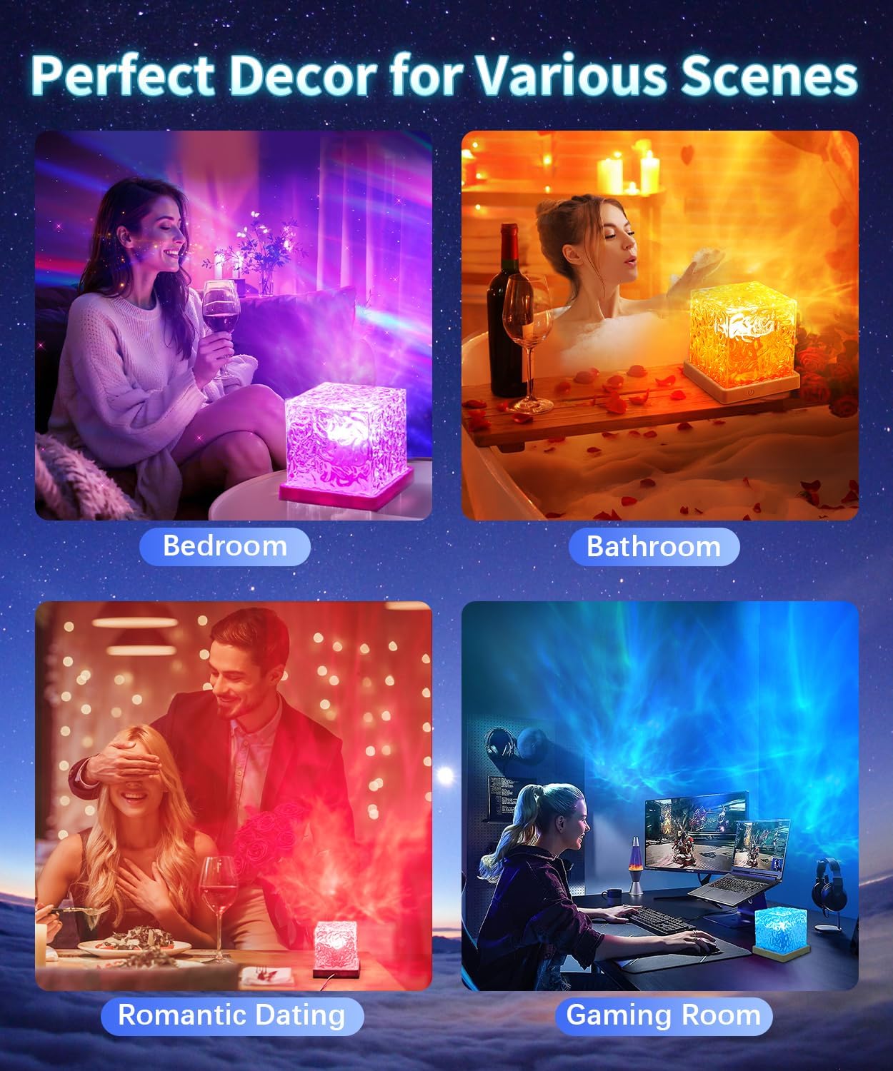 Ocean Magic Wave 3D LED Projector Light – Crystal Cube Magic Lamp