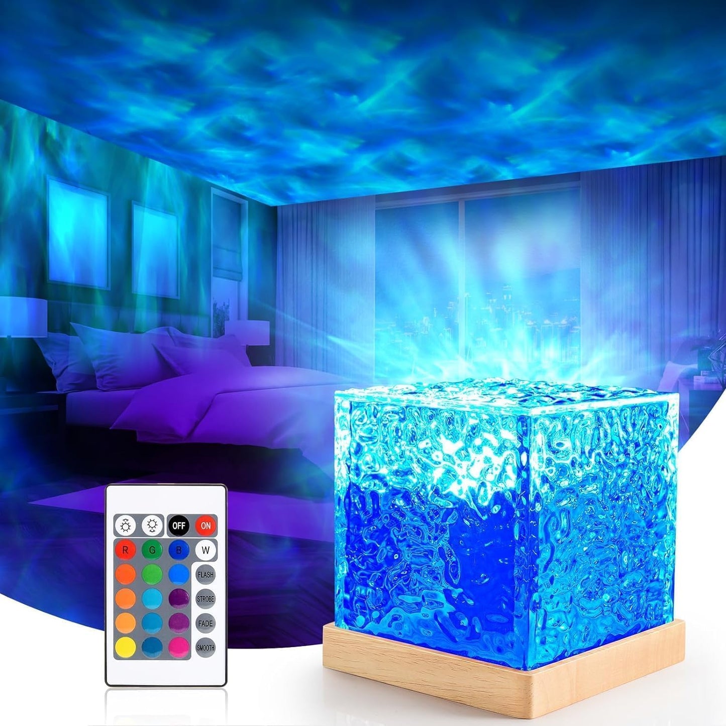 Ocean Magic Wave 3D LED Projector Light – Crystal Cube Magic Lamp